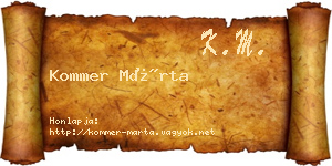 Kommer Márta névjegykártya