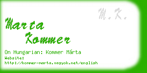 marta kommer business card